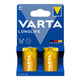 2x 1.5V LR14 C Varta Longlife alkaline batteries, blister pack