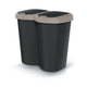 Compacta B Duo wastebasket, brown/black, capacity 40L, one compartment, two lids, wall-mounted version, NDBS40-WG5C_S411
