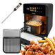 GreenBlue AIR FRYER Oil-Free Air Fryer, 1800W, 10L capacity, 8 programs, accessories, timer, GB950 + food thermometer/probe, GreenBlue GB178
