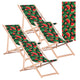 GreenBlue GB183 Classic Beech Wood Deck Chair with Watermelon Print, 4 pieces