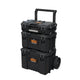 Set of 3 Keter ROC Pro Gear 2.0 tool chests, total capacity 110L, IP65 protection, removable telescoping handle, padlockable, 256982