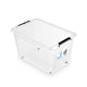 Moxom SimpleStore container, 60L capacity, clear, snap-on lid, with casters, BPA-free, 04-0081