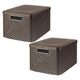 Curver Basket, Universal, with Lid, Brown, Rattan Style L, 2 pieces