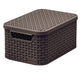 Curver basket, multipurpose, with lid, dark brown, Rattan Style S
