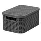 Curver Rattan Style Storage Basket - M - With Lid - Anthracite