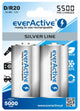 2 Piece battery (1 Blister) - R20 D 5500mAh everActive rechargeable Silver Line