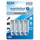 4x batteries 2000 mAh Rechargeable everActive R6 / AA