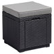 Keter Allibert Garden Cube Seat and Storage Box with Cushion, Polyrattan Structure, Grey
