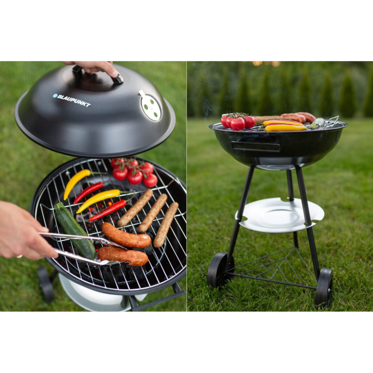 Blaupunkt GC301 Charcoal Grill on Wheels Round Barbecue Stand Barbecue