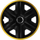 NRM 14" FAST LUX Wheel Covers For Steel Rims Two Color Hubcaps Set Of 4 Car Automotive Vehicle Suitable For Most Brands And Rims ABS Plastic (Black/Gold, 14")