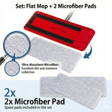 Flat Mop + Bucket + Telescopic Pole + 2 x Microfibre Pad 5.7L Floor Cleaning XXL Set Rotating Head