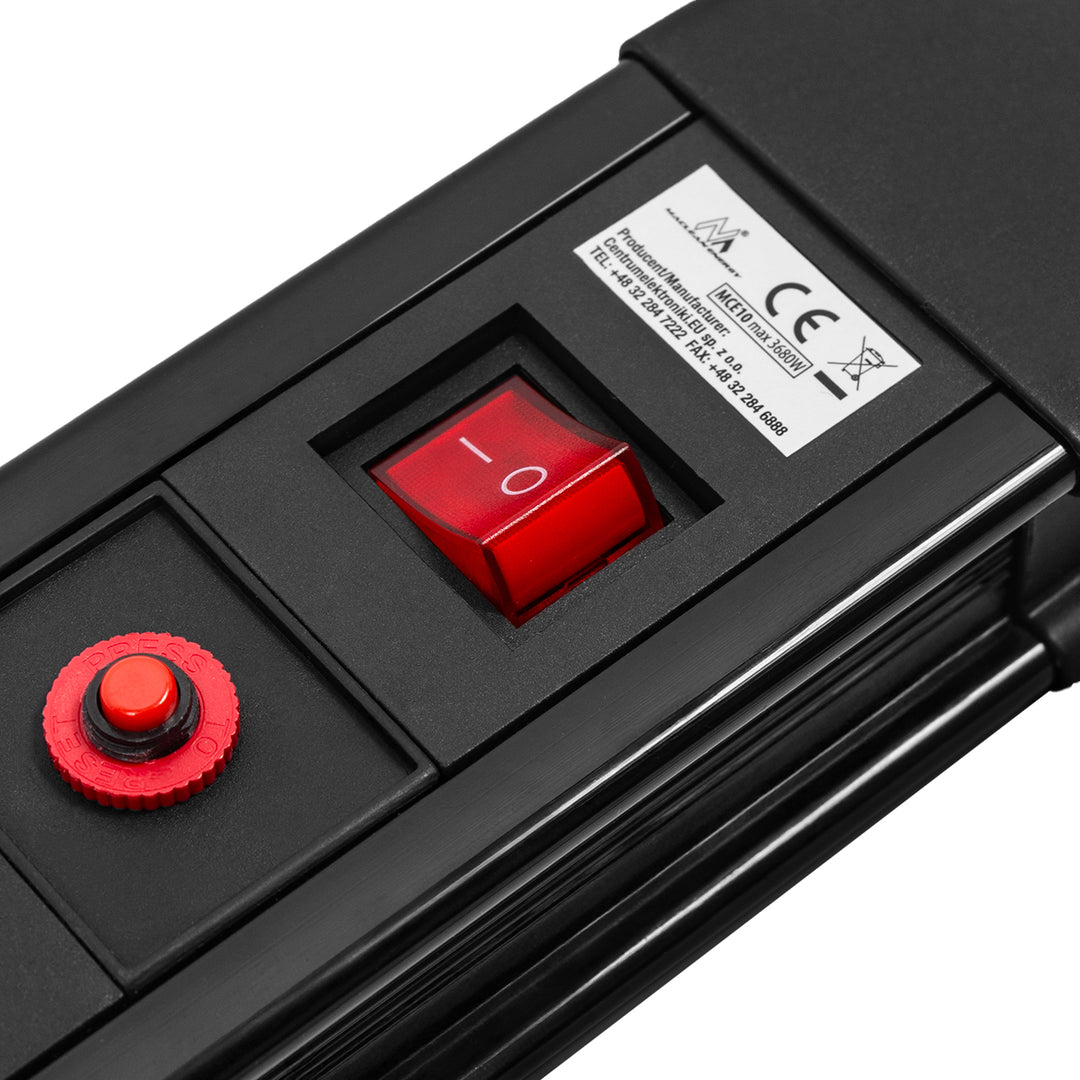 Maclean power strip, 10-outlet extension cord, 2 switches, overload protection and indication, 3680W, MCE10