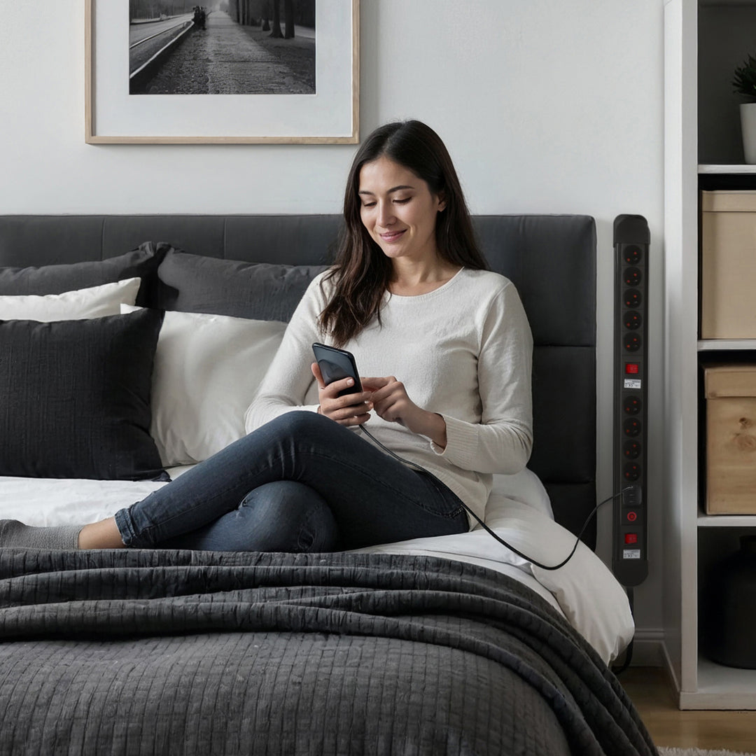 Maclean power strip, 10-outlet extension cord, 2 switches, overload protection and indication, 3680W, MCE10