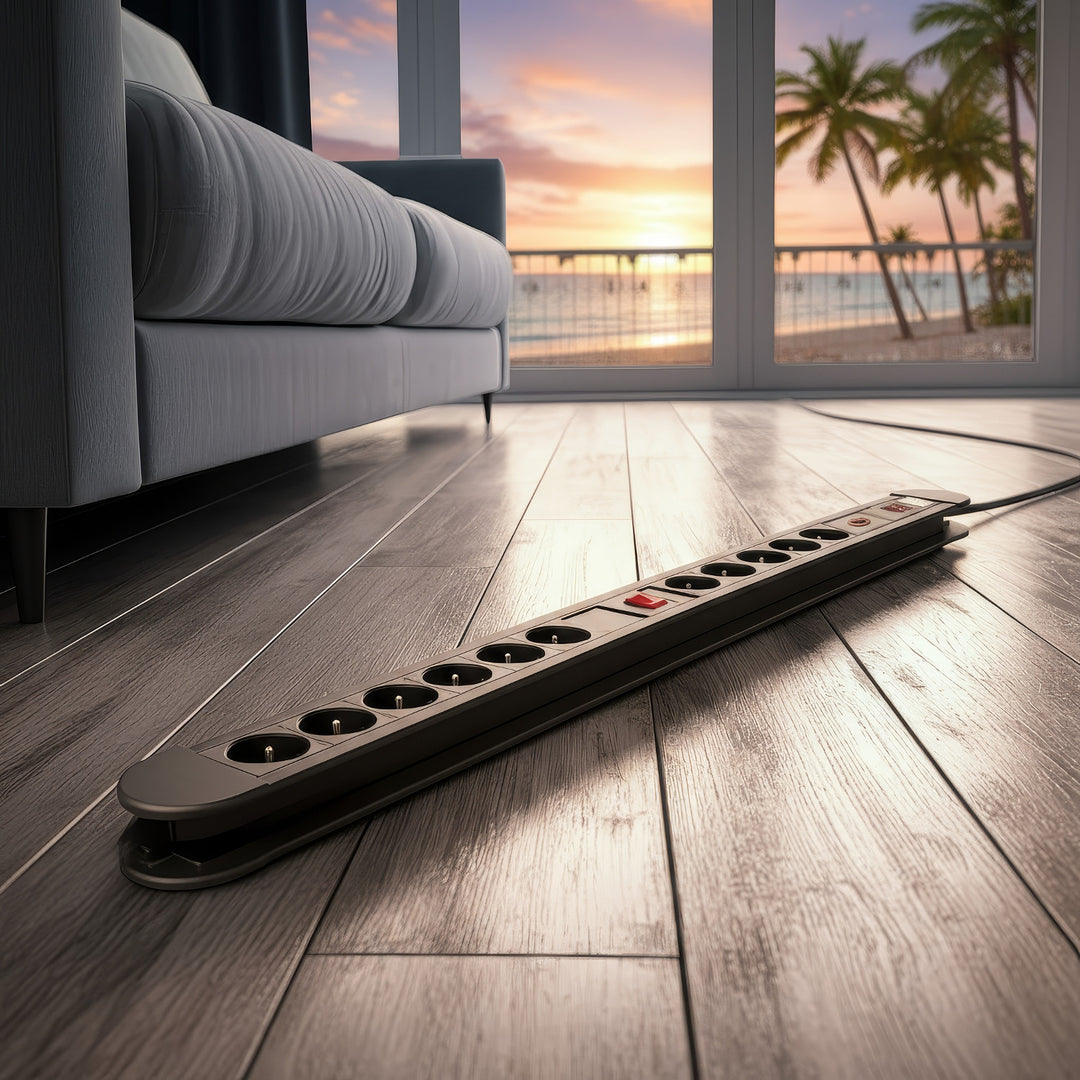 Maclean power strip, 10-outlet extension cord, 2 switches, overload protection and indication, 3680W, MCE10