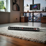 Maclean power strip, 10-outlet extension cord, 2 switches, overload protection and indication, 3680W, MCE10
