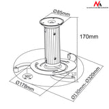 Maclean MC-515 Universal Ceiling Mount for Projector Holder Bracket 10 kg 80-170mm Adjustable Arm Length Sturdy