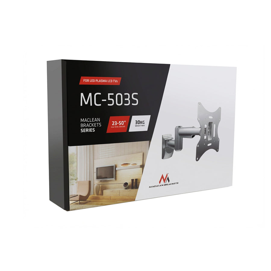Maclean TV or monitor mount, universal, max VESA 200x200, 23-50", 30 kg, silver, MC-503A S