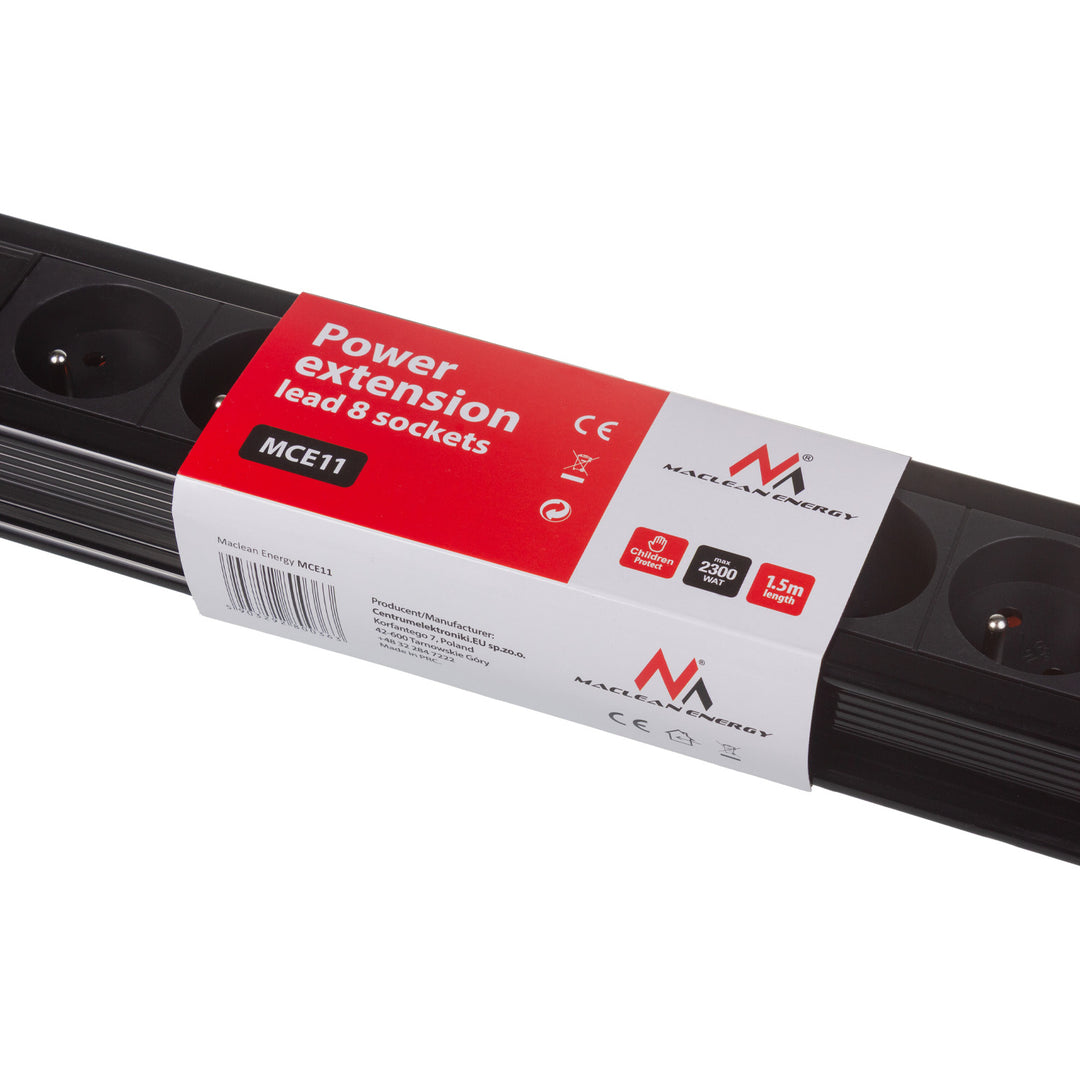 Power strip 8 outlets illuminated switch protection for children