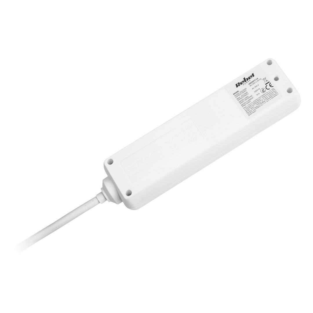 Rebel white extension cable 4 sockets German type, length 1.5m (3x1.0) without switch