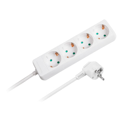 Rebel white extension cable 4 sockets German type, length 1.5m (3x1.0) without switch