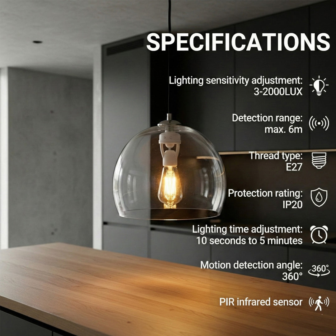 PIR Infrared Motion Sensor Detector Lamp Bulb Holder E27 LED Light Socket Switch MCE24