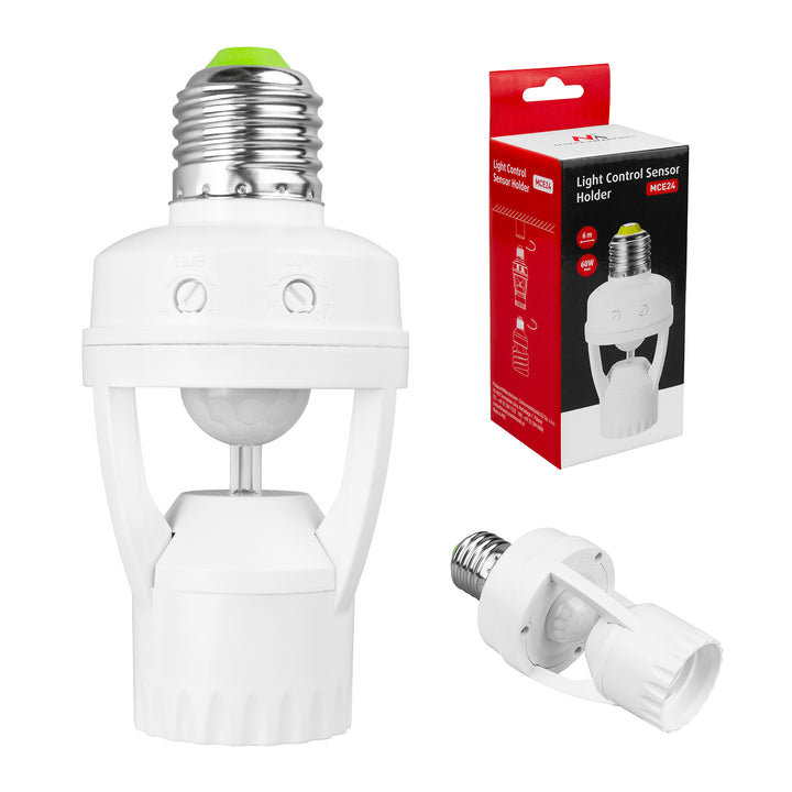 PIR Infrared Motion Sensor Detector Lamp Bulb Holder E27 LED Light Socket Switch MCE24