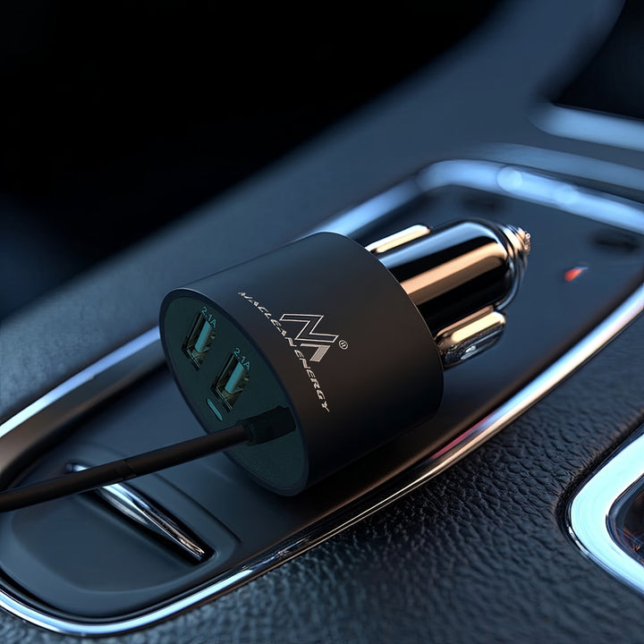 Maclean MCE76 Triple Car Charger Dual USB Lightning IOS GPS Android Quick Charge Cigarette Socket