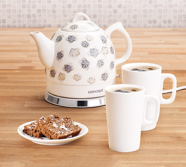 Concept RK0010NE Electric Ceramic Kettle Elegant Teapot Retro Water Level Indicator 1200W 1L