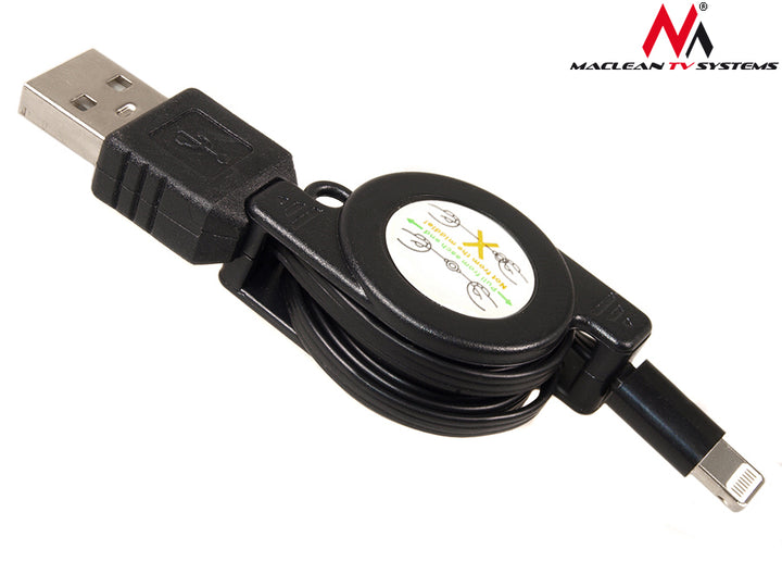 Cábla intarraingthe dubh Maclean MCTV-731 USB-lightning 8P