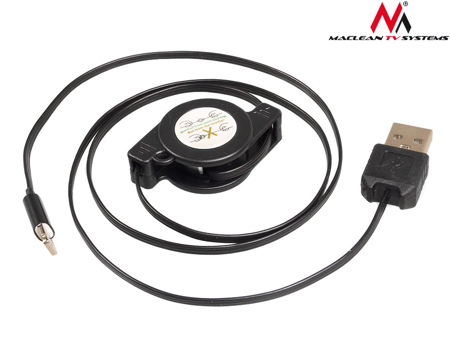 Cábla intarraingthe dubh Maclean MCTV-731 USB-lightning 8P