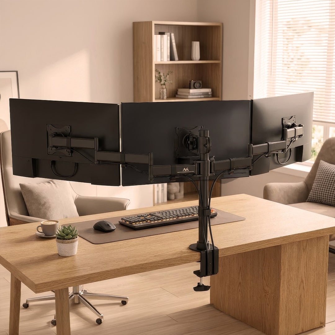 Monatóirí Maclean MC-691 TRE Seastán Triarach 3 Deasc Lúibín Sealbhóir Sliabh Géag Gléasta Tábla 13" - 27" 8kg