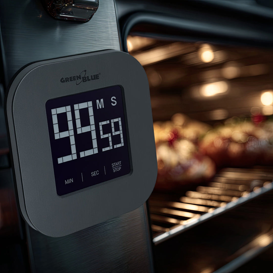 Greenblue GB524 Digital Magnetic Timer- Silver Countdown Stopwatch Magnet Back