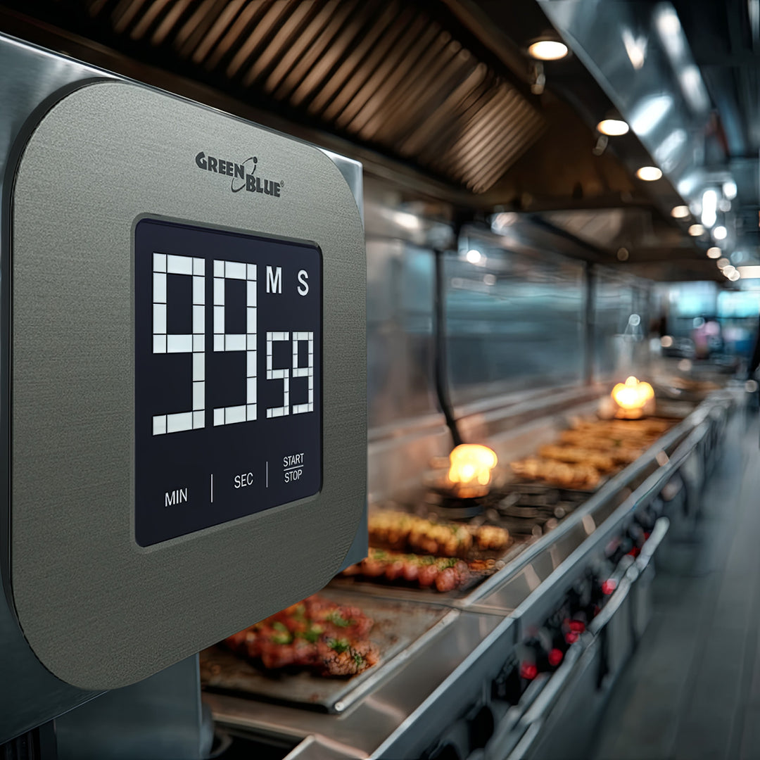 Greenblue GB524 Digital Magnetic Timer- Silver Countdown Stopwatch Magnet Back