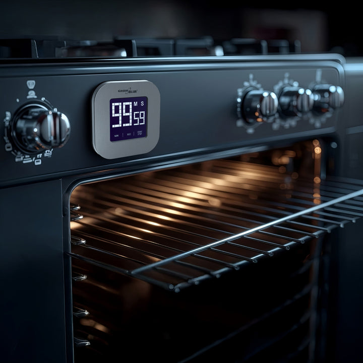 Greenblue GB524 Digital Magnetic Timer- Silver Countdown Stopwatch Magnet Back