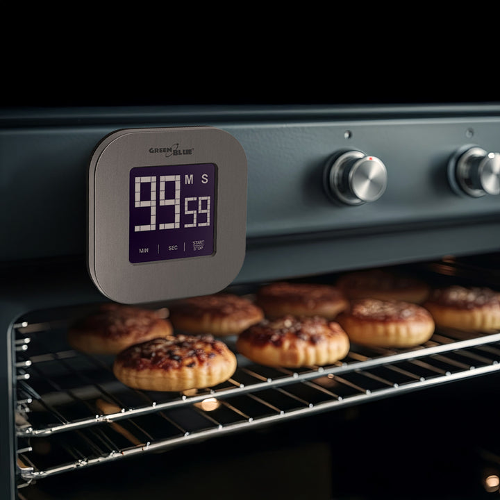 Greenblue GB524 Digital Magnetic Timer- Silver Countdown Stopwatch Magnet Back