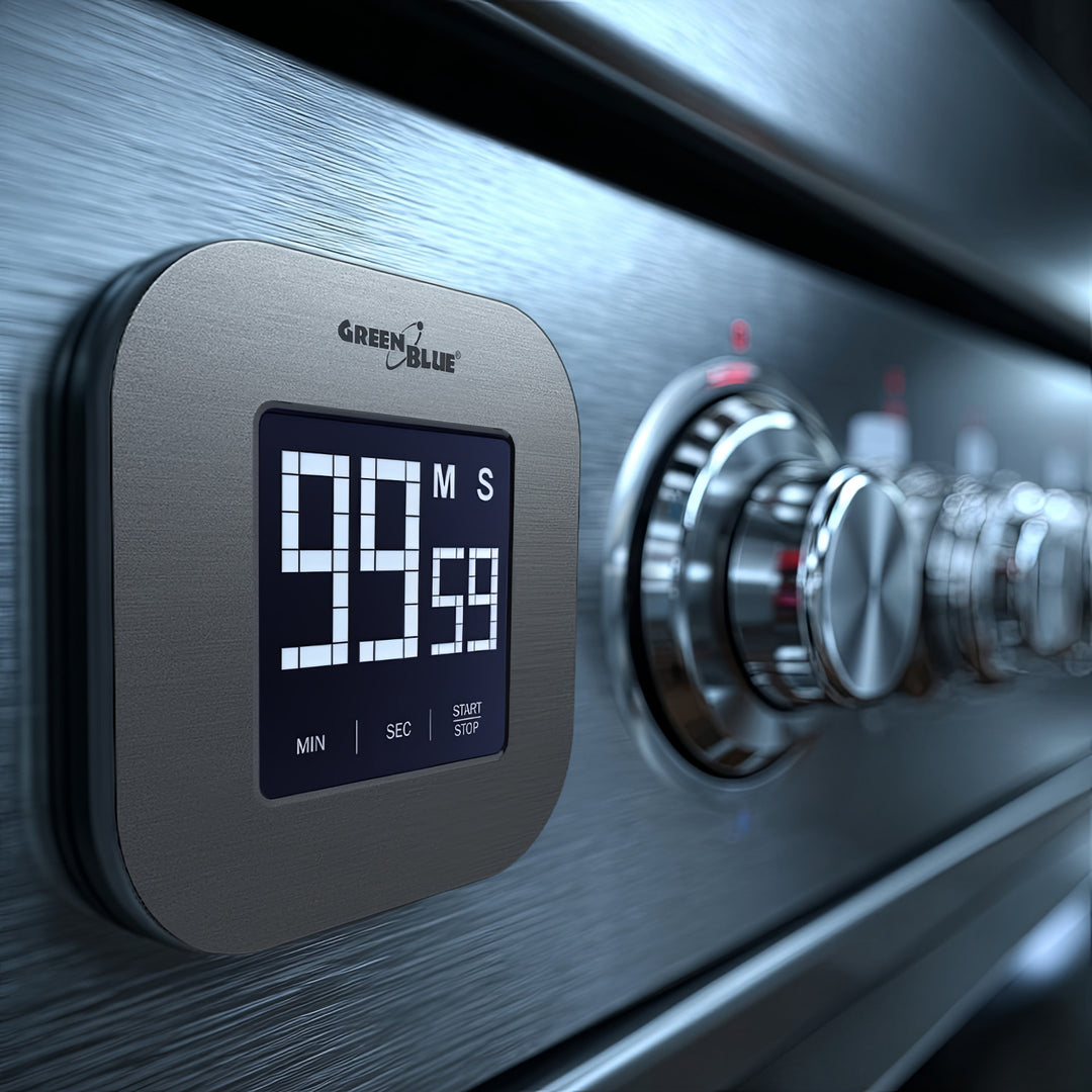 Greenblue GB524 Digital Magnetic Timer- Silver Countdown Stopwatch Magnet Back