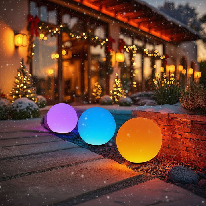 GreenBlue solar lamp, freestanding, garden, sphere 25x25x58cm, RGB LED, GB165