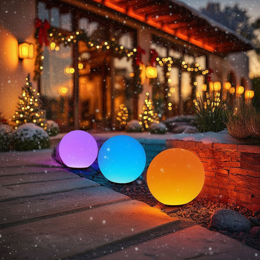 GreenBlue solar lamp, freestanding, garden, sphere 25x25x58cm, RGB LED, GB165