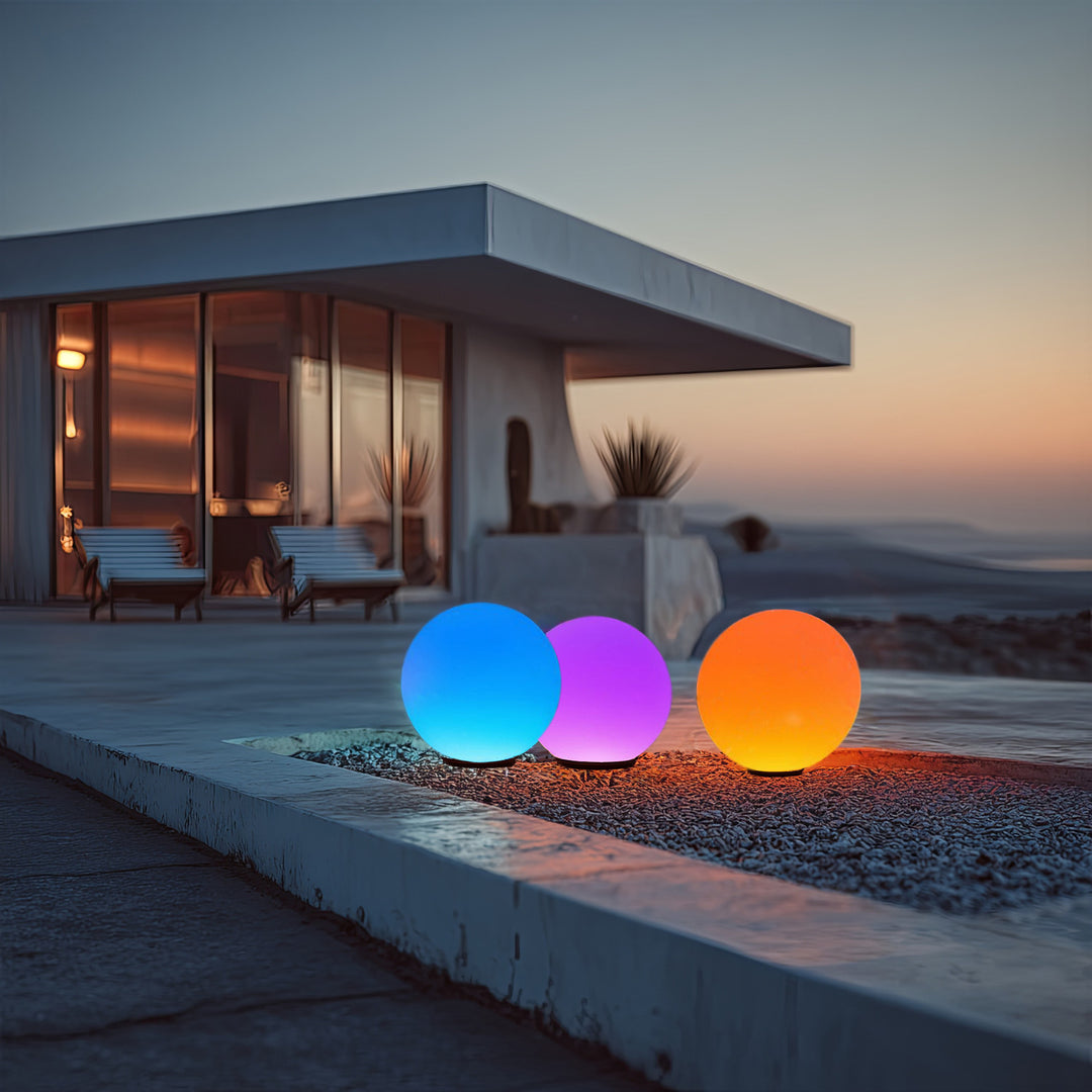 GreenBlue solar lamp, freestanding, garden, sphere 25x25x58cm, RGB LED, GB165