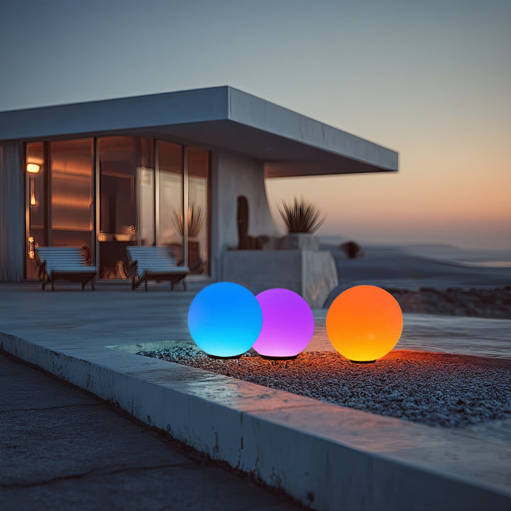 GreenBlue solar lamp, freestanding, garden, sphere 25x25x58cm, RGB LED, GB165