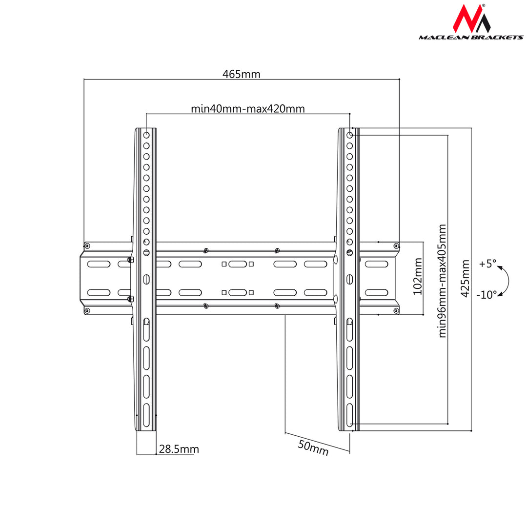 Maclean MC-748 TV Bracket Wall Mount Universal LCD LED Plasma Slim 32'' - 55" 35kg Space Saving