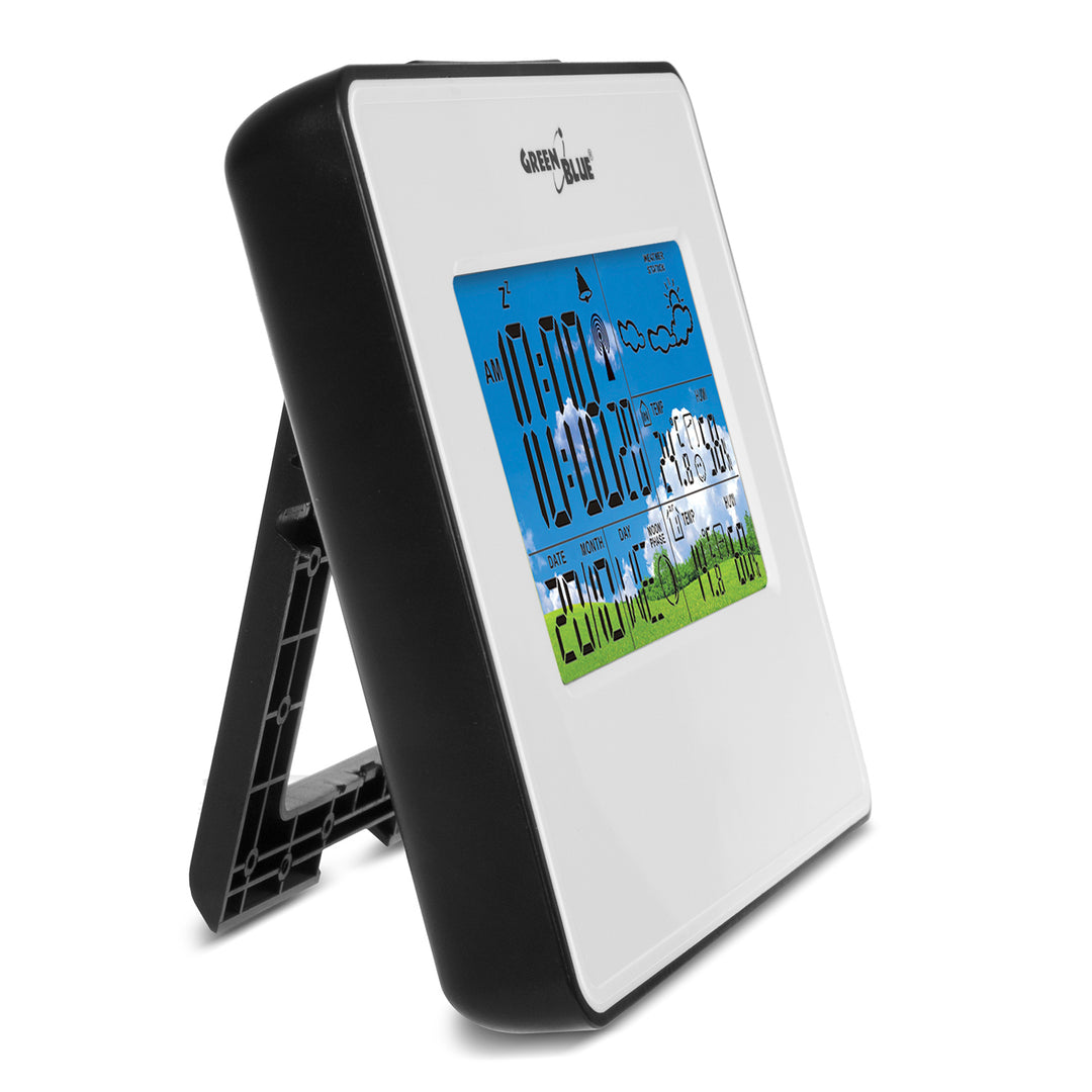 GreenBlue GB147W DCF Weather Station Outdoor Sensor Temperature Moon Humidity Alarm Clock Battery