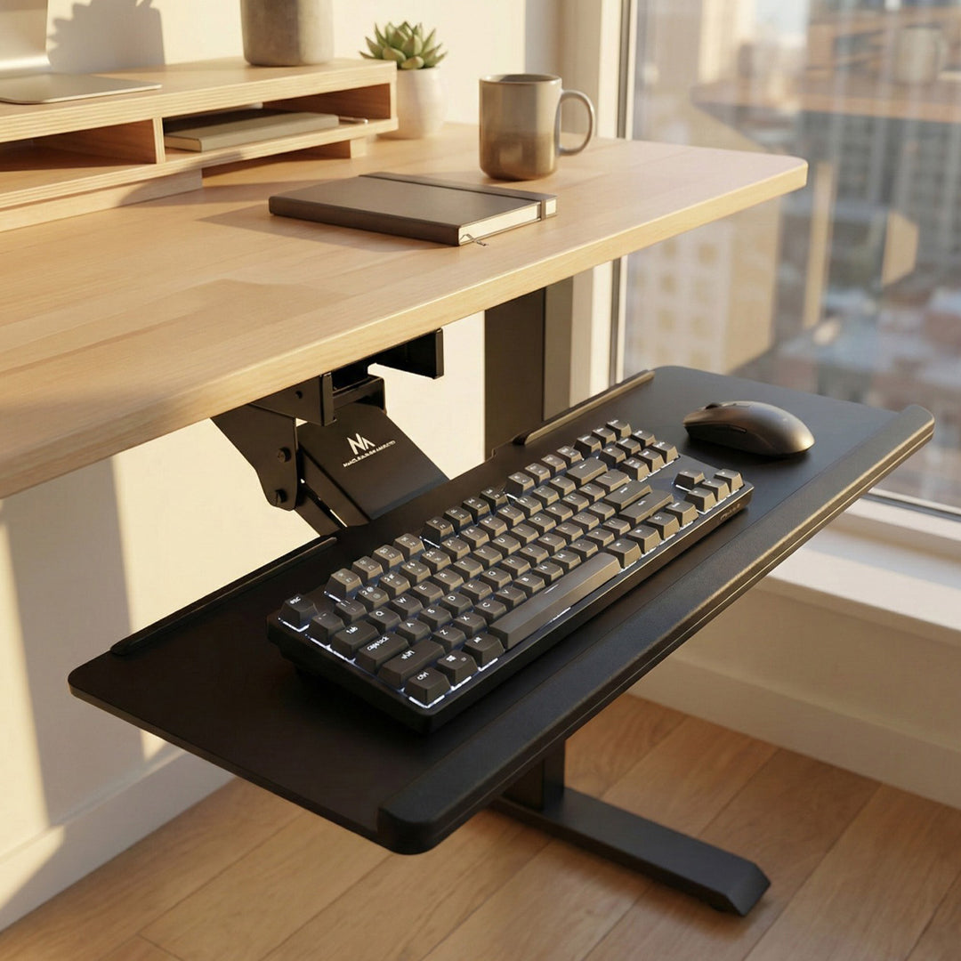 Maclean MC-757 Sealbhóir Deasc Méarchláir Méarchláir agus Luch Faoin Tráidire Deisce 67cm Pad Sealbhóir Dromchla