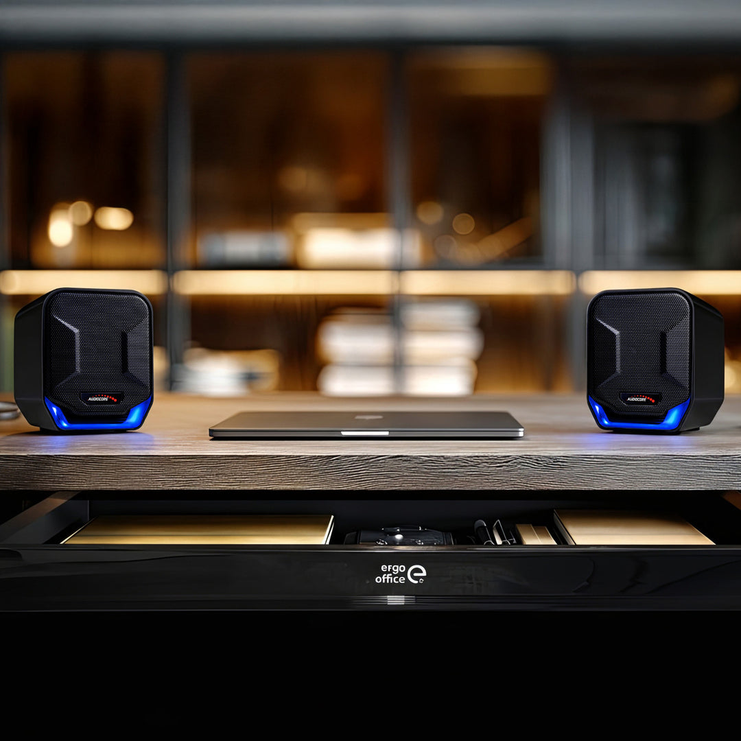 Audiocore AC865 Computer Speakers Stereo USB Notebook Laptop 3.5mm Jack LED Backlight 6W