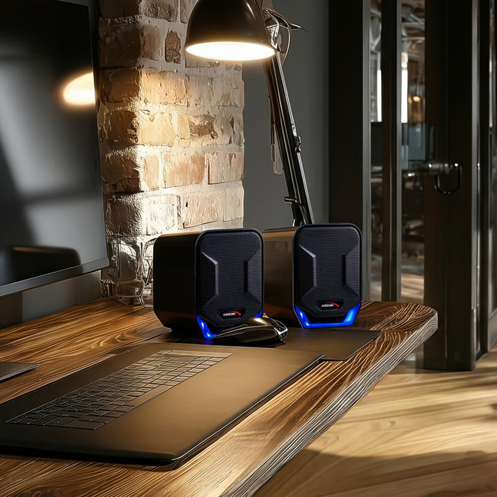 Audiocore AC865 Computer Speakers Stereo USB Notebook Laptop 3.5mm Jack LED Backlight 6W