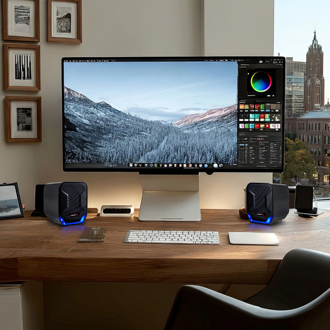 Audiocore AC865 Computer Speakers Stereo USB Notebook Laptop 3.5mm Jack LED Backlight 6W