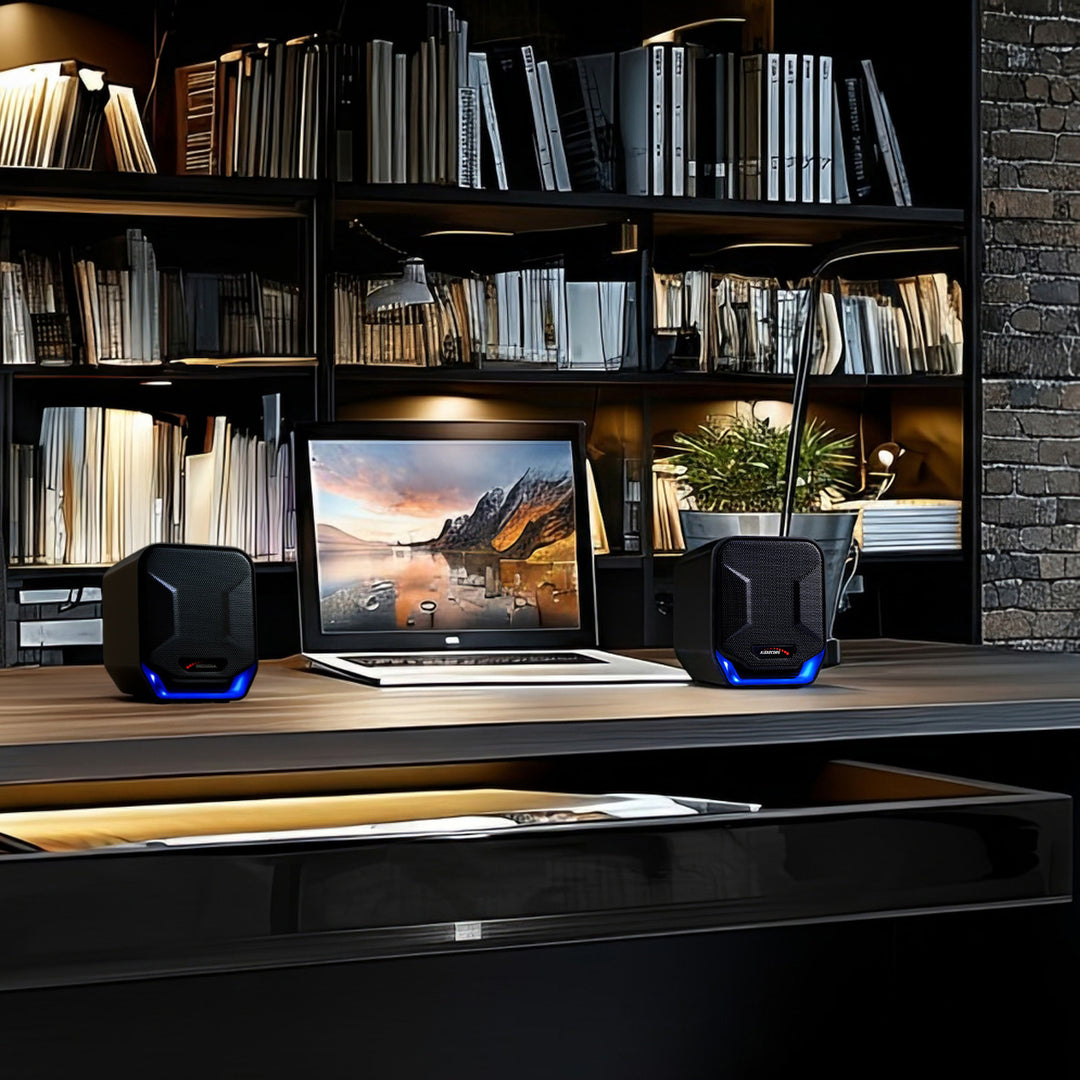 Audiocore AC865 Computer Speakers Stereo USB Notebook Laptop 3.5mm Jack LED Backlight 6W