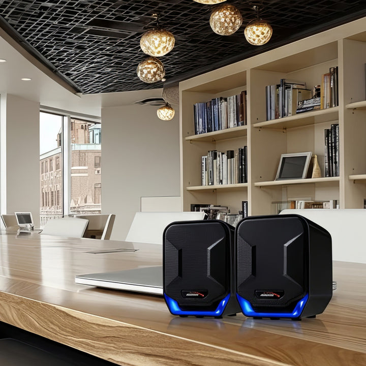 Audiocore AC865 Computer Speakers Stereo USB Notebook Laptop 3.5mm Jack LED Backlight 6W