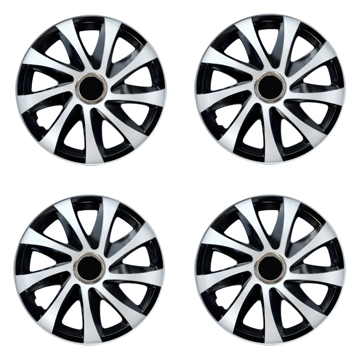 16" NRM DRIFT Extra white/black universal hubcaps 4 pieces