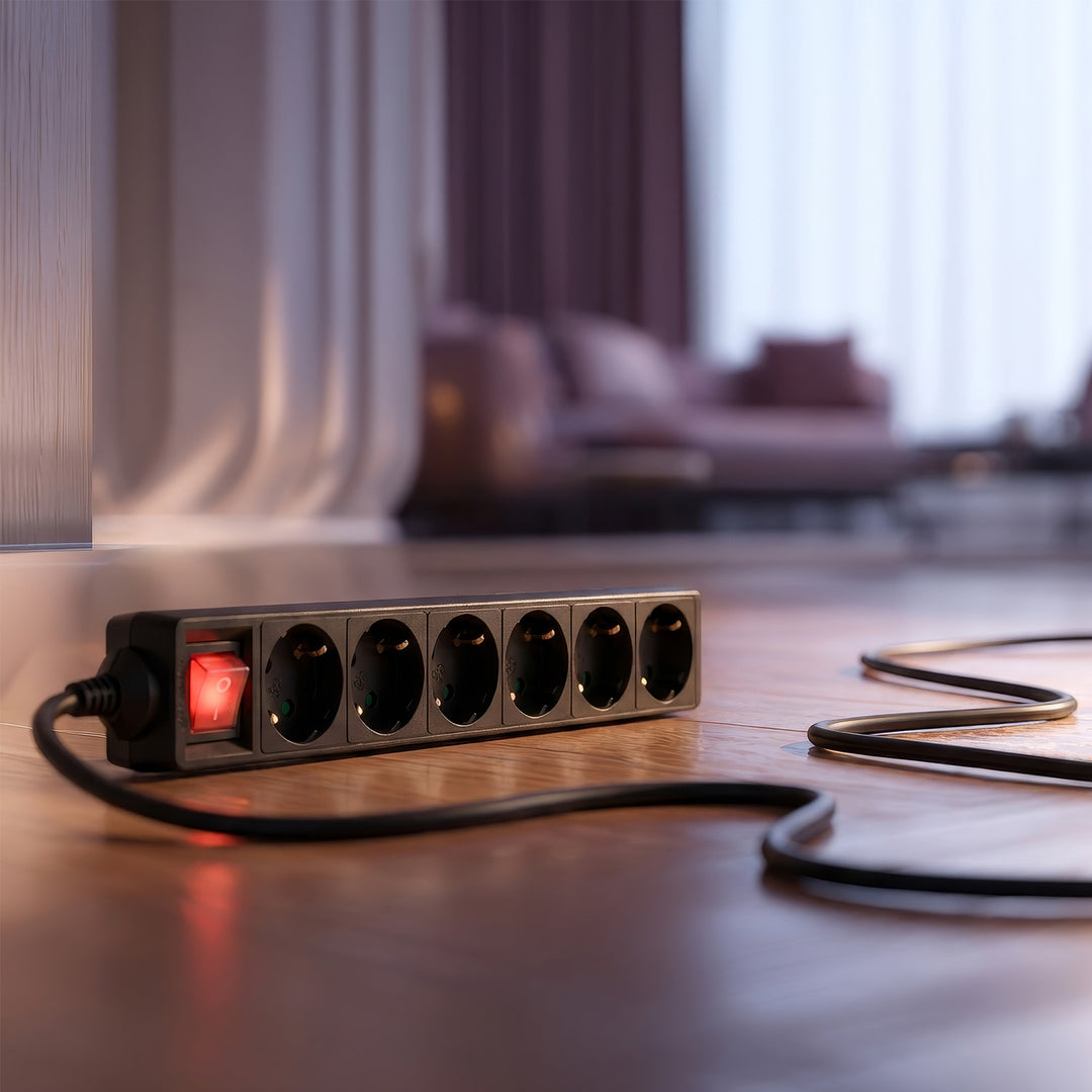 Maclean Energy MCE195G - Socket box 6-way 5m Black